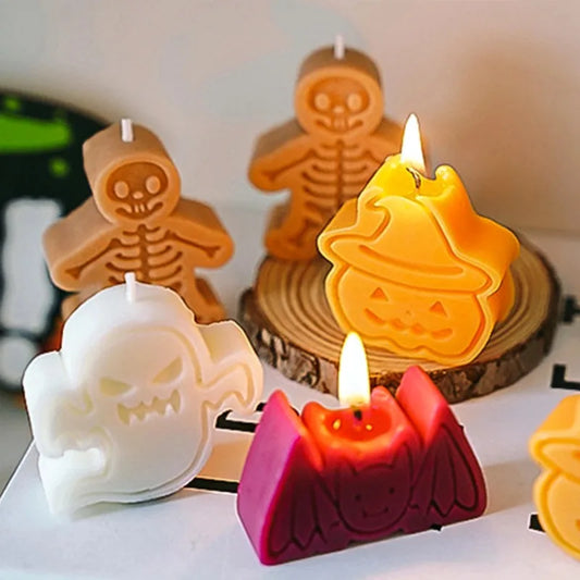 Aromatic Candle Fragrance Souvenir Party Ornaments 4 Pieces/box Halloween Scented Candle Gift Pumpkin Bat Ghost Skeleton Shape