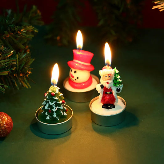 Christmas Candle Set Old Man Tree Snowman Christmas Eve Romantic Ornament Candlelight Dinner Home Decoration Small Candles