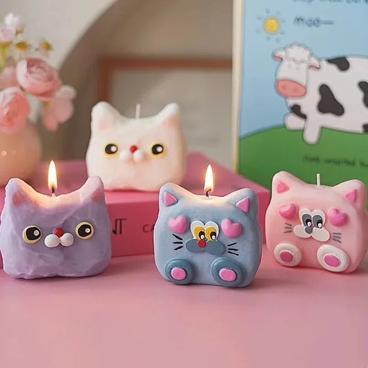 Cute Cat Aromatherapy Candle Simulation Animal Handmade Diy Therapy Mood Healing Candle Party Decoration Christmas Birthday Gift