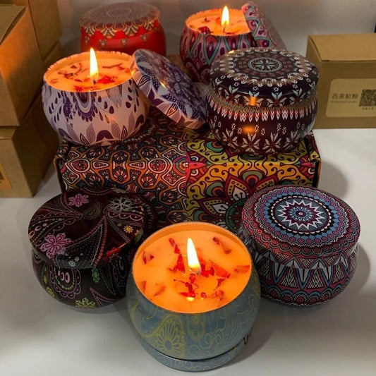 1PCS Vintage Can Candles Soy Wax Flower Fragrance Scented Candle Home Decoration  Candle Jars for Wedding Ceremony Birthday Gift