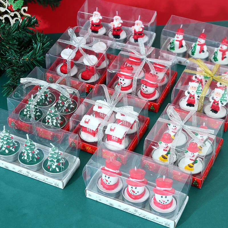 Christmas Candle Set Old Man Tree Snowman Christmas Eve Romantic Ornament Candlelight Dinner Home Decoration Small Candles
