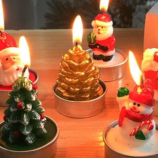 Christmas Craft Gift Candle Painted Decoration Christmas Gift Santa Snowman Cartoon Model Candle