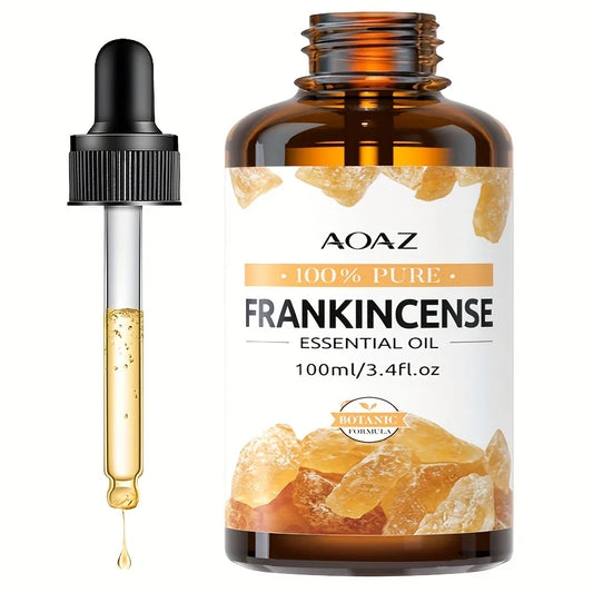 100% Pure Frankincense Essential Oil 100ml Hypoallergenic Moisturizing Long Lasting Scent All Skin Types Amber Glass Bottle