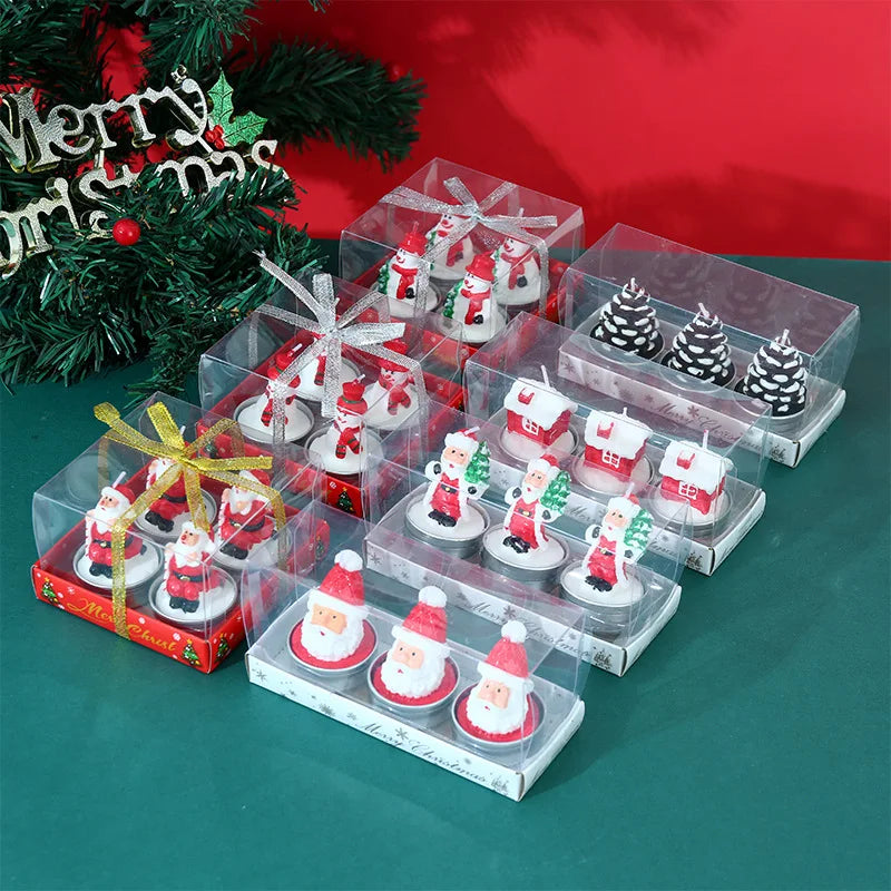 Christmas Candle Set Old Man Tree Snowman Christmas Eve Romantic Ornament Candlelight Dinner Home Decoration Small Candles