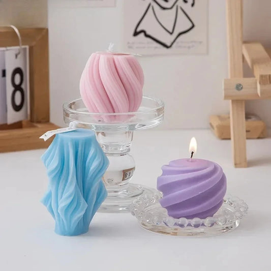 Swirl Scented Candles Aesthetic Unique Spiral Curve Aromatic Home Decorative Candles Smokeless in Colored Room Decor
