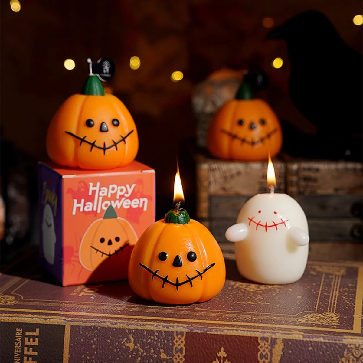 1/3pcs Halloween Scented Candles Set - Spooky Pumpkin, Ghost & Skull Soy Wax Decor｜Autumn Festive Home Gifts Trio