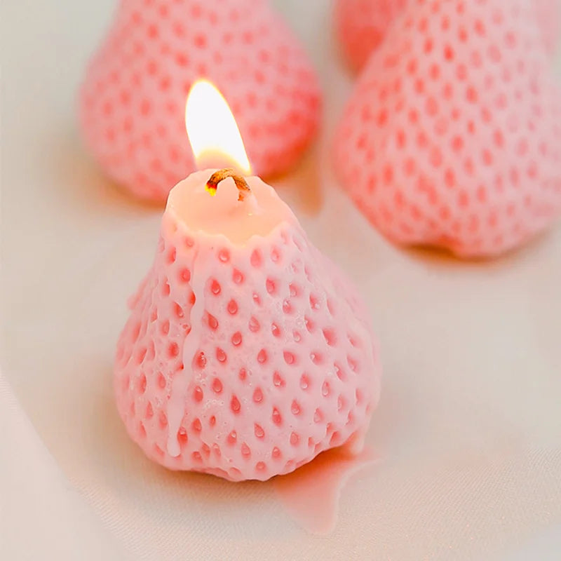 Adorable Strawberry Scented Candle Gift Set, 9 PCS Mini Fruit Candles with Sweet Aroma for Home Decor, Party, Wedding, Gifts