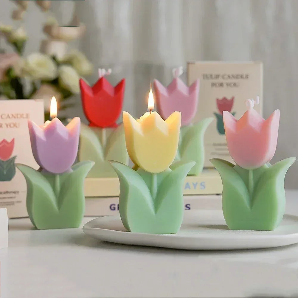 Tulip Aromatherapy Candle Wholesale Handmade Aromatherapy with Hand Gift Aromatherapy Candle Small Gift Simulated Flowers
