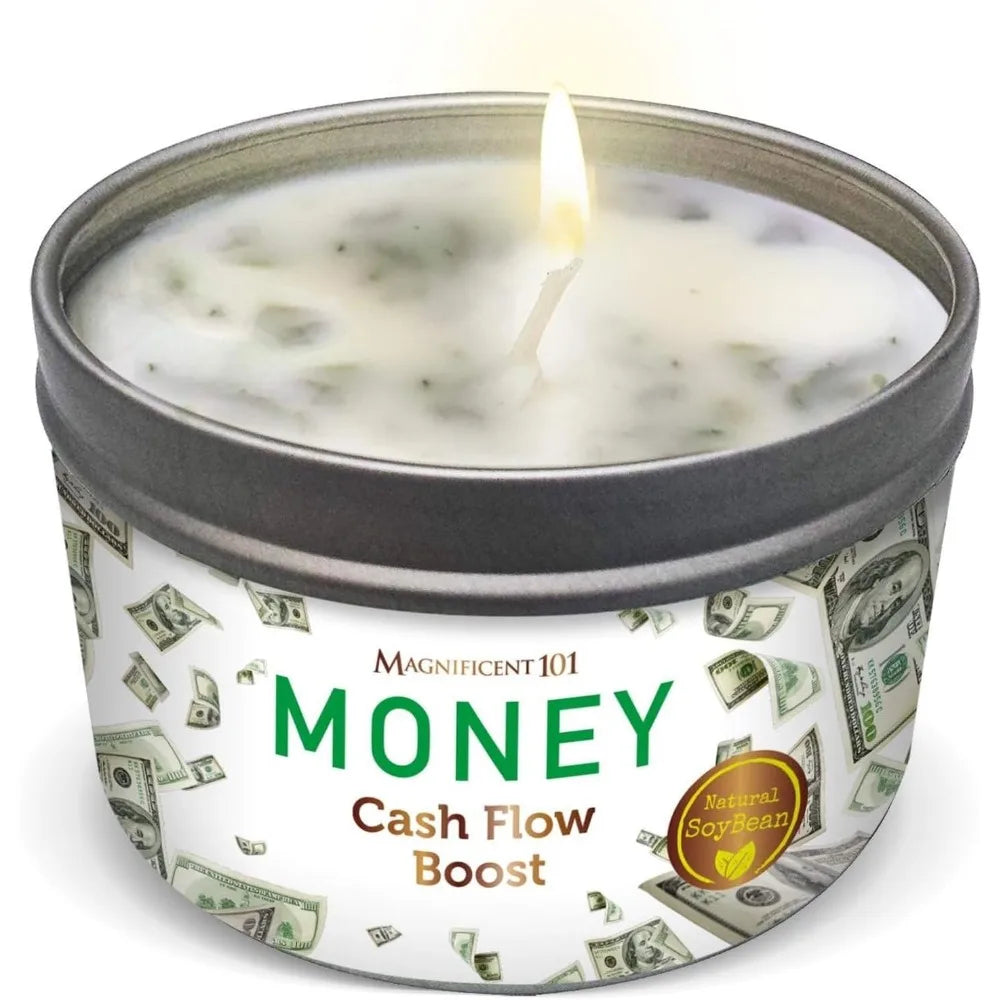 Magnificent 101 Long Lasting Money Aromatherapy Candle | 6 Oz - 35 Hour Burn | Made of Sage Scented Soy Wax Candle for House Ene