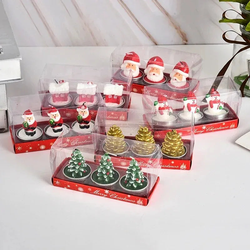 Christmas Craft Gift Candle Painted Decoration Christmas Gift Santa Snowman Cartoon Model Candle