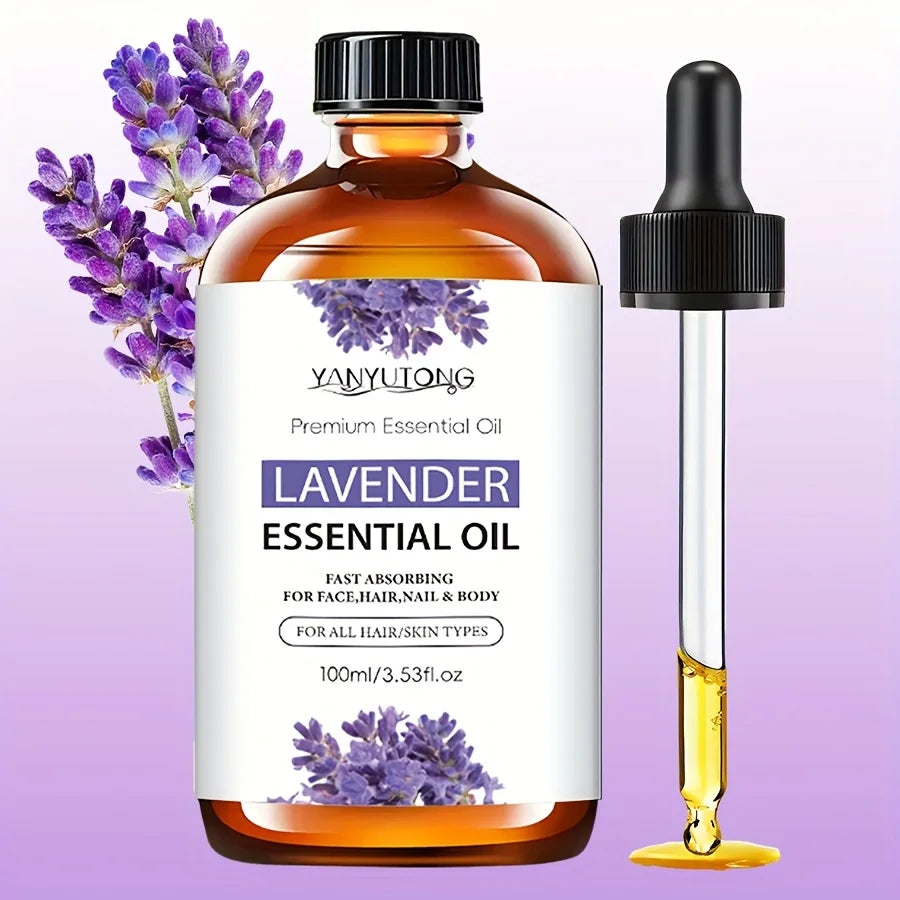 Natural Lavender Essential Oil 3.38oz Light Beige Care for Massage Shower Diffusing Relaxation Suitable for Face Body