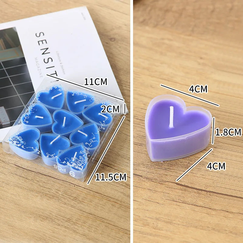 9Pcs Wedding Heart-Shaped Romantic Confession Candle Net Red Birthday Proposal Scene Layout Love Smoke-Free Candle