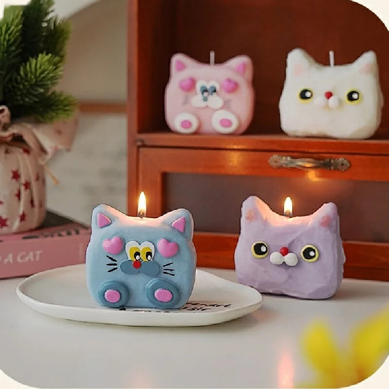 Cute Cat Aromatherapy Candle Simulation Animal Handmade Diy Therapy Mood Healing Candle Party Decoration Christmas Birthday Gift
