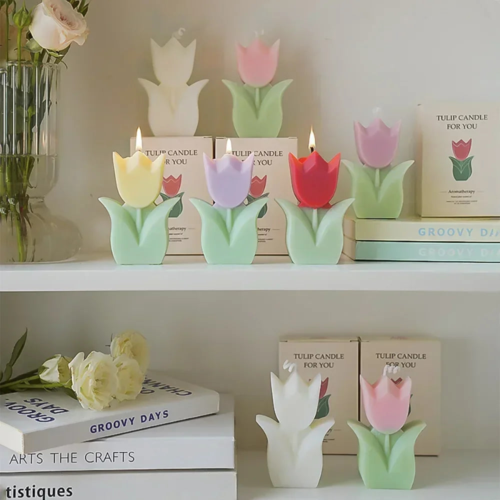 Tulip Aromatherapy Candle Wholesale Handmade Aromatherapy with Hand Gift Aromatherapy Candle Small Gift Simulated Flowers