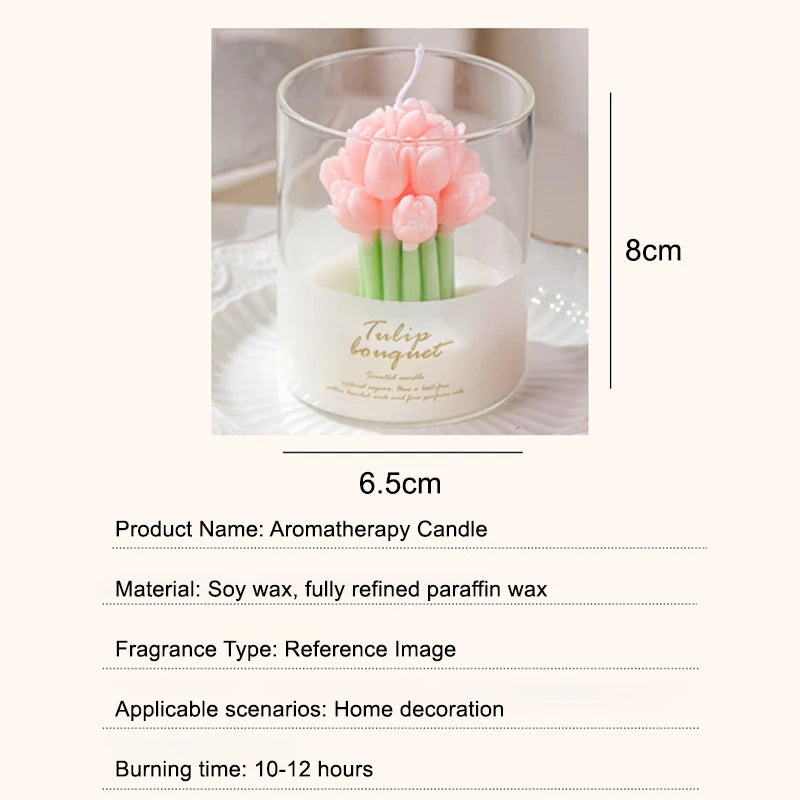Flower Scented Candles Multi Color Atmosphere Fragrance Gift Box Tulip Hand-held Flower Shaped Fragrant Candle Cup