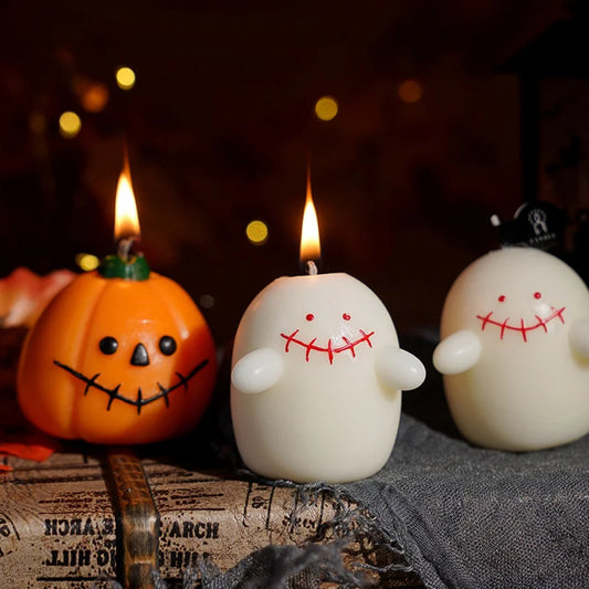 Halloween Scented Candles - Pumpkin & Skull Shaped Decor, Aromatherapy Gifts for Holiday, Home, Party Decoration