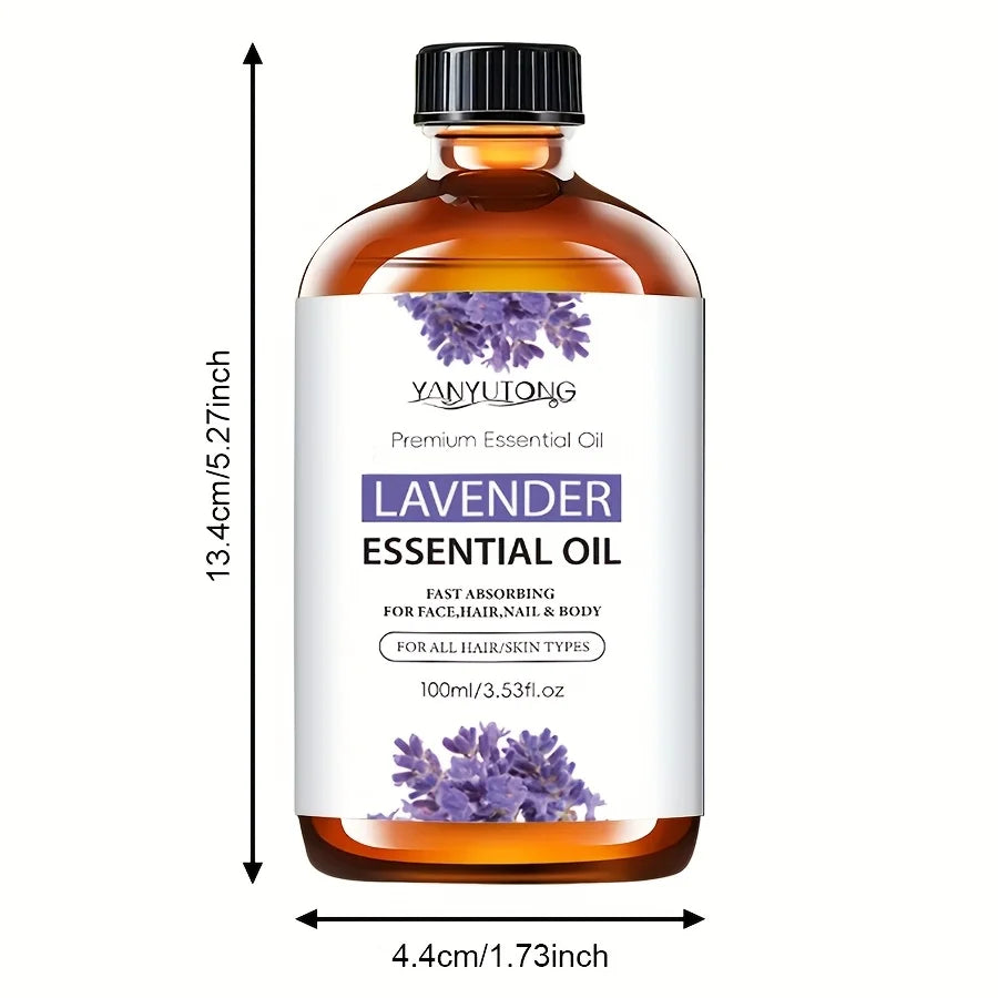Natural Lavender Essential Oil 3.38oz Light Beige Care for Massage Shower Diffusing Relaxation Suitable for Face Body