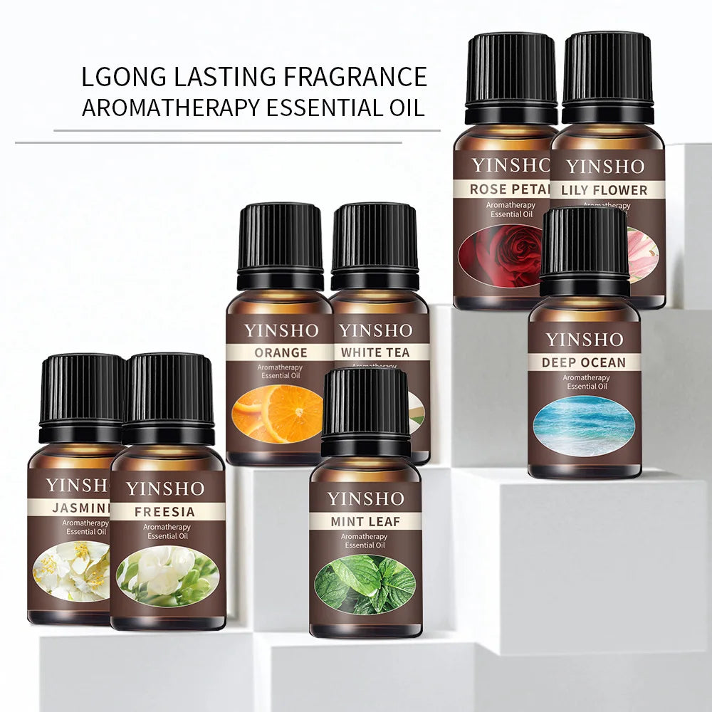 13 Flavors 10ml Essential Oils For Aroma Diffuser AirHumidifier Home Water-soluble Lavender Rose Eucalyptus White Peach Oolong
