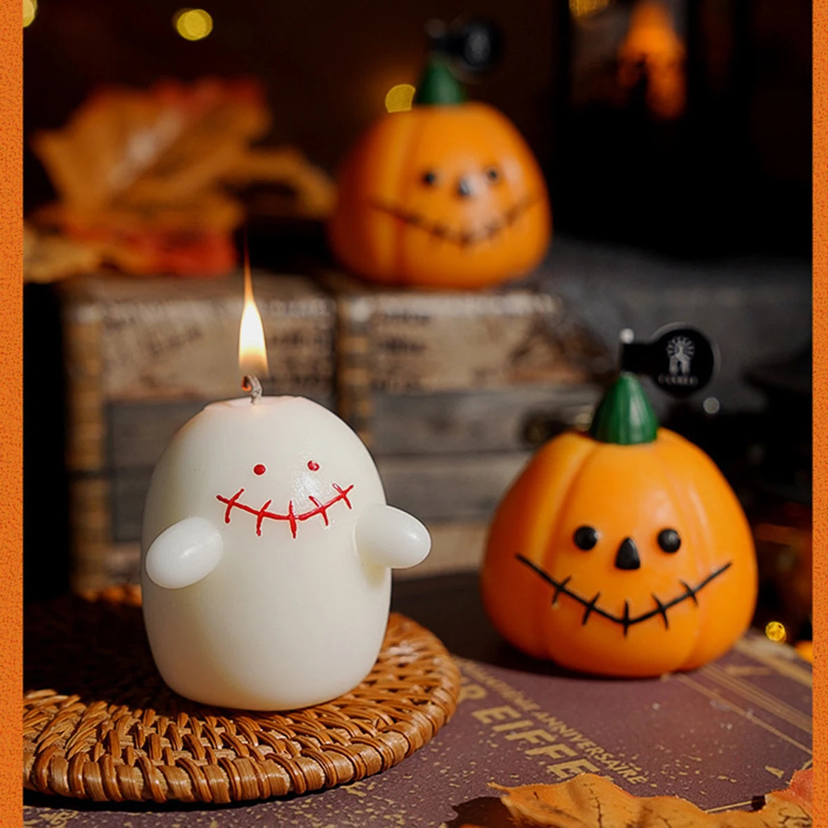 1/3pcs Halloween Scented Candles Set - Spooky Pumpkin, Ghost & Skull Soy Wax Decor｜Autumn Festive Home Gifts Trio